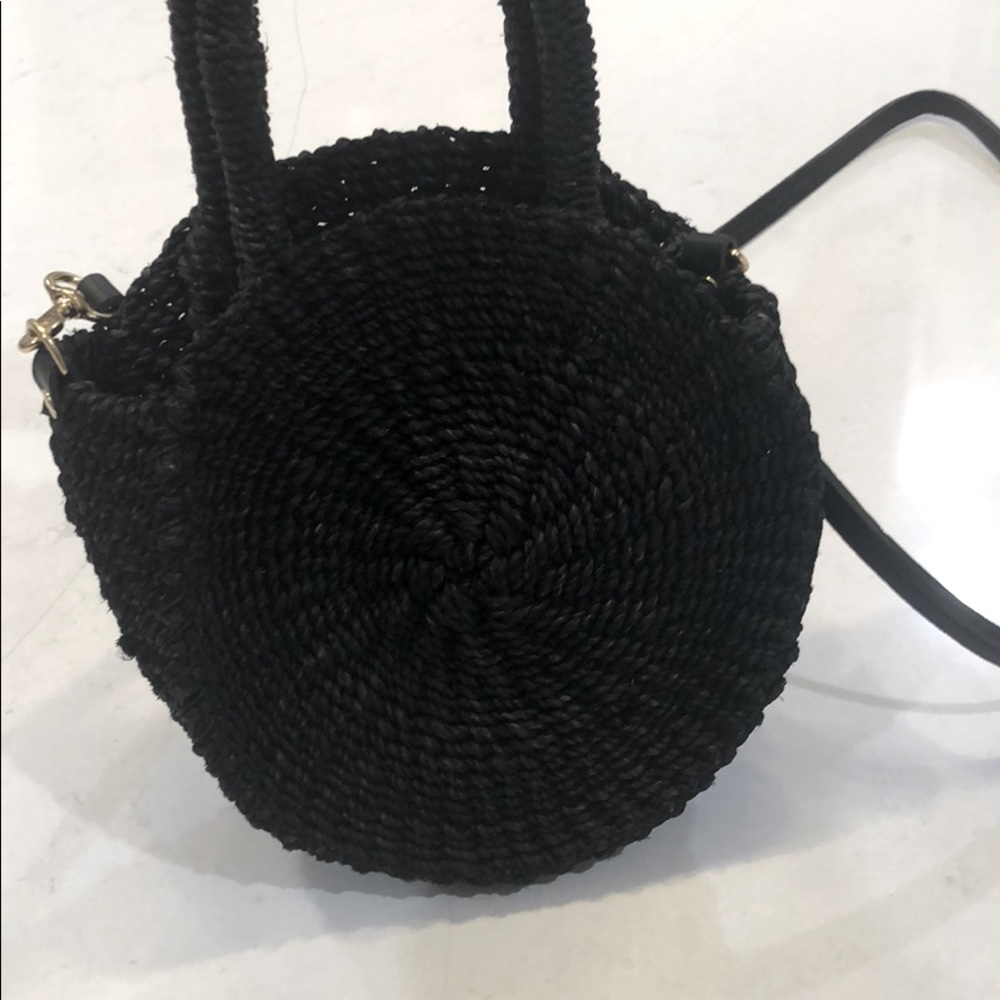 Clare V. Black Small Straw Tote Bag